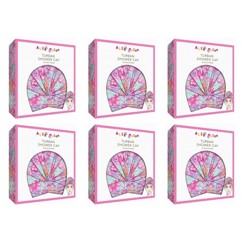 Alex Mason Turban Shower Cap Floral Pack of 6