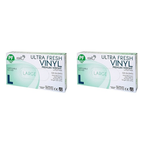 Ultrafresh Vinyl Gloves Large 100 Pack Bundle of 2