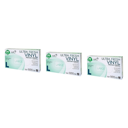 Ultrafresh Vinyl Gloves Large 100 Pack Bundle of 3