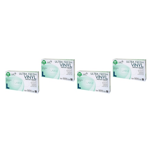 Ultrafresh Vinyl Gloves Large 100 Pack Bundle of 4