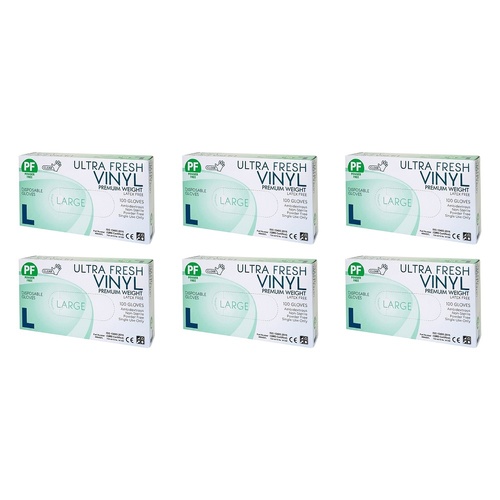 Ultrafresh Vinyl Gloves Large 100 Pack Bundle of 6