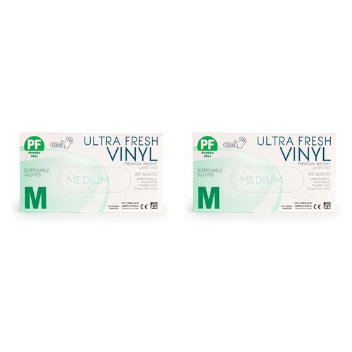 Ultrafresh Vinyl Gloves Medium 100 Pack Bundle of 2
