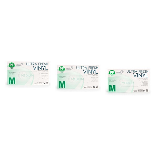 Ultrafresh Vinyl Gloves Medium 100 Pack Bundle of 3