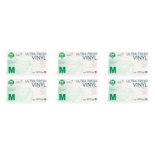 Ultrafresh Vinyl Gloves Medium 100 Pack Bundle of 6