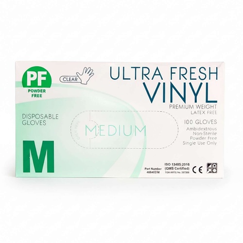 Ultrafresh Vinyl Gloves Medium 100 Pack