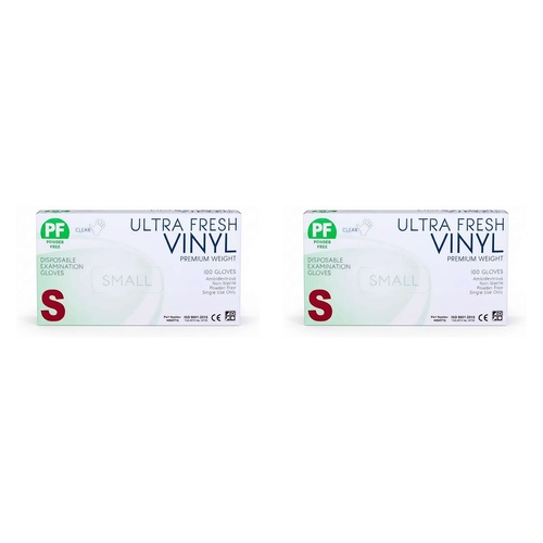 Ultrafresh Vinyl Gloves Small 100 Pack Bundle of 2
