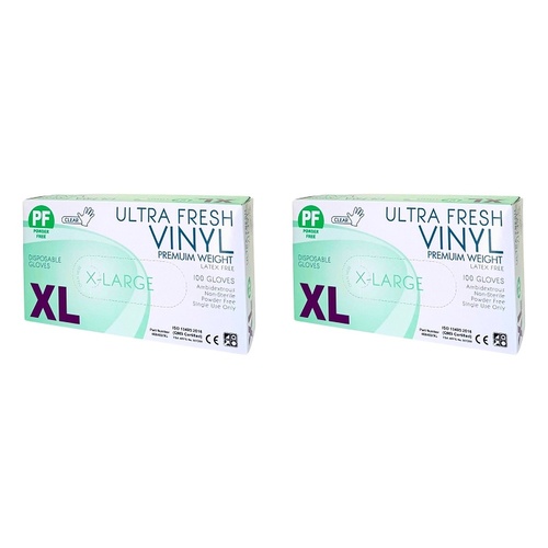 Ultrafresh Vinyl Gloves Extra Large 100 Pack Bundle of 2