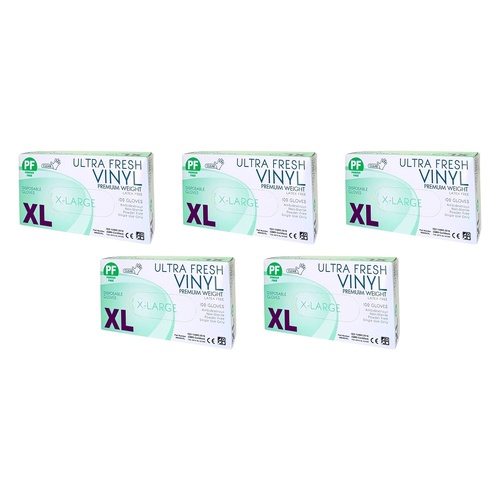 Ultrafresh Vinyl Gloves Extra Large 100 Pack Bundle of 5