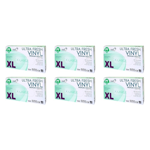 Ultrafresh Vinyl Gloves Extra Large 100 Pack Bundle of 6
