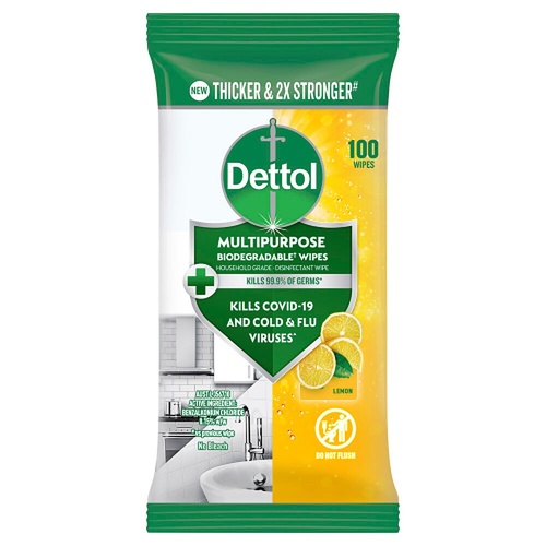 Dettol Multipurpose Biodegradable Wipes Lemon 100 Pack