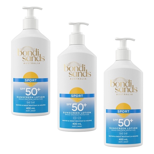 Bondi Sands Sport Sunscreen Lotion SPF50+ 400mL Pack of 3