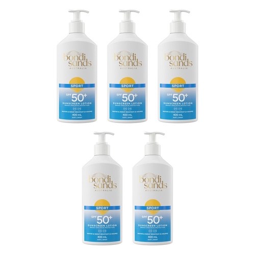 Bondi Sands Sport Sunscreen Lotion SPF50+ 400mL Pack of 5