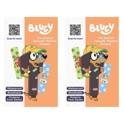 Band-Aid Bluey Waterproof 20 Sterile Strips x 6 Bundle of 2