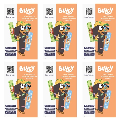 Band-Aid Bluey Waterproof 20 Sterile Strips x 6 Bundle of 6