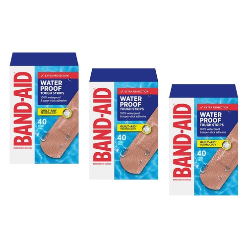 Band-Aid Waterproof Tough Strips 40 Sterile Strips x 6 Bundle of 3