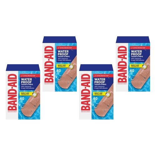 Band-Aid Waterproof Tough Strips 40 Sterile Strips x 6 Bundle of 4
