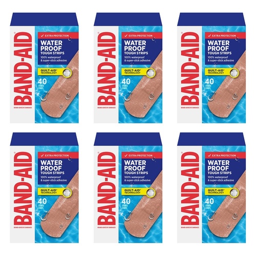 Band-Aid Waterproof Tough Strips 40 Sterile Strips x 6 Bundle of 6