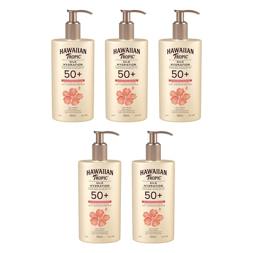 Hawaiian Tropic Silk Hydration Sunscreen Lotion SPF50+ 400mL Pack of 5