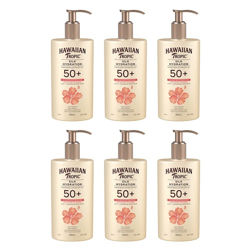 Hawaiian Tropic Silk Hydration Sunscreen Lotion SPF50+ 400mL Pack of 6