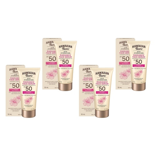 Hawaiian Tropic Silk Hydration Radiance Face Serum SPF50 50mL Pack of 4