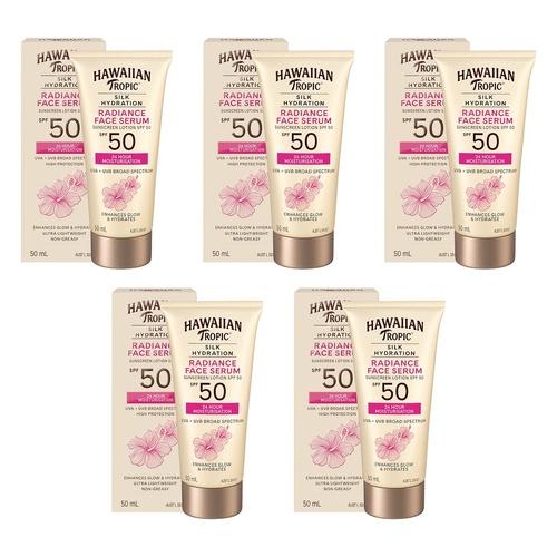 Hawaiian Tropic Silk Hydration Radiance Face Serum SPF50 50mL Pack of 5