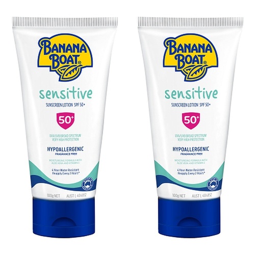 Banana Boat Sensitive Sunscreen Lotion SPF50+ 100g Pack of 2