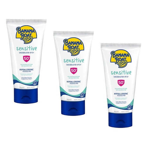 Banana Boat Sensitive Sunscreen Lotion SPF50+ 100g Pack of 3
