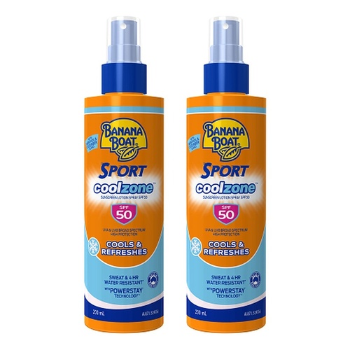Banana Boat Sport CoolZone Sunscreen Spray SPF50 200mL Pack of 2