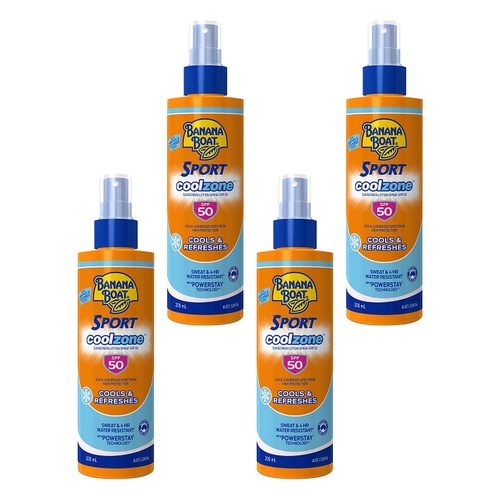 Banana Boat Sport CoolZone Sunscreen Spray SPF50 200mL Pack of 4