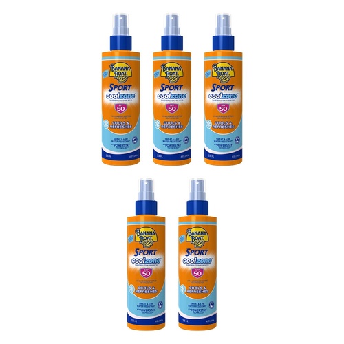 Banana Boat Sport CoolZone Sunscreen Spray SPF50 200mL Pack of 5