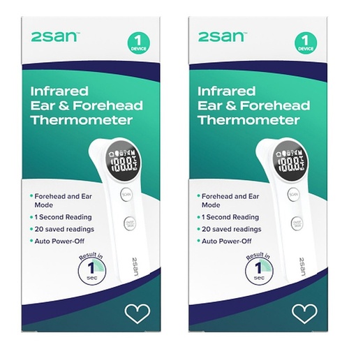 2San Infrared Ear and Forehead Thermometer Pack of 2