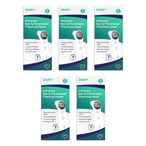2San Infrared Ear and Forehead Thermometer Pack of 5