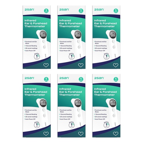 2San Infrared Ear and Forehead Thermometer Pack of 6