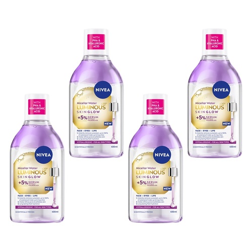 NIVEA Luminous630 Skin Glow Micellar Water 400mL Pack of 4