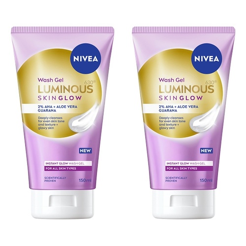 NIVEA Luminous630 Skin Glow Instant Glow Wash Gel 150mL Pack of 2