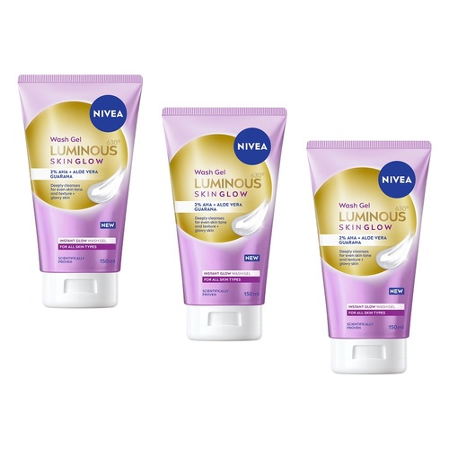 NIVEA Luminous630 Skin Glow Instant Glow Wash Gel 150mL Pack of 3