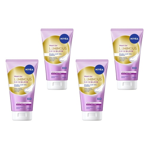 NIVEA Luminous630 Skin Glow Instant Glow Wash Gel 150mL Pack of 4