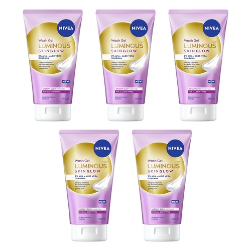 NIVEA Luminous630 Skin Glow Instant Glow Wash Gel 150mL Pack of 5