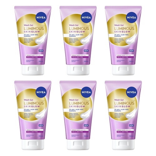 NIVEA Luminous630 Skin Glow Instant Glow Wash Gel 150mL Pack of 6