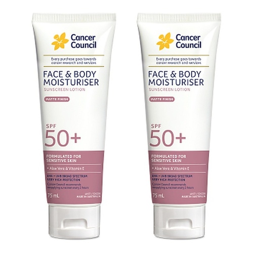 Cancer Council Face & Body Moisturiser Sunscreen Matte Finish SPF 50+ Pack of 2