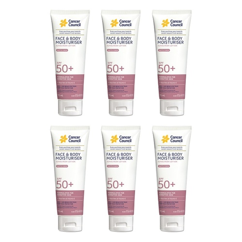 Cancer Council Face & Body Moisturiser Sunscreen Matte Finish SPF 50+ Pack of 6