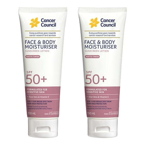Cancer Council Face & Body Moisturiser Sunscreen Matte Finish SPF 50+ Pack of 2