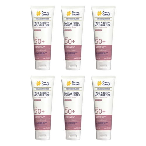 Cancer Council Face & Body Moisturiser Sunscreen Matte Finish SPF 50+ Pack of 6