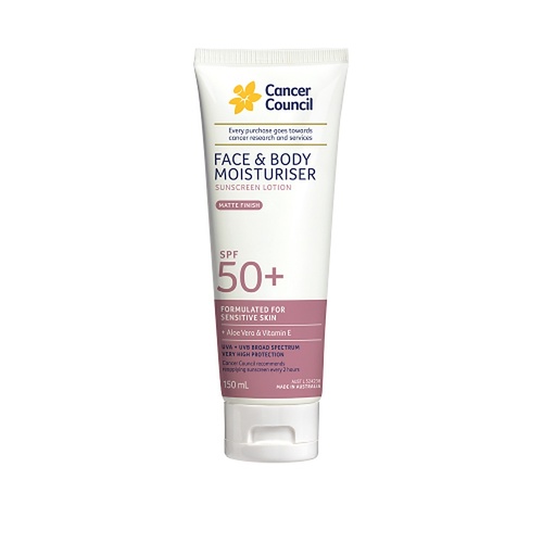 Cancer Council Face & Body Moisturiser Sunscreen Matte Finish SPF 50+ 150mL