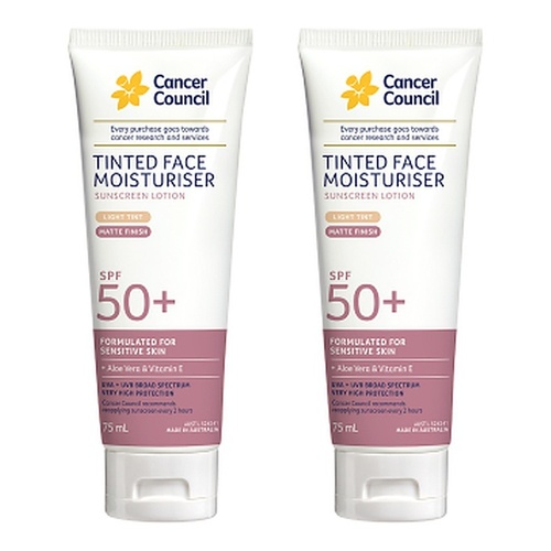 Cancer Council Tinted Face Moisturiser SPF 50+ Light Tint Matte Pack of 2