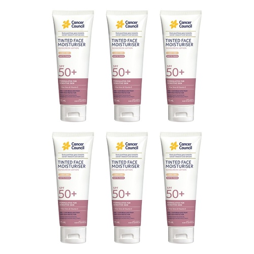 Cancer Council Tinted Face Moisturiser SPF 50+ Light Tint Matte Pack of 6
