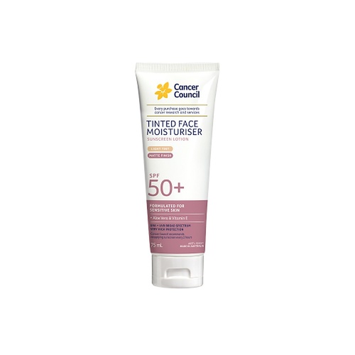 Cancer Council Tinted Face Moisturiser SPF 50+ Light Tint Matte Finish 75mL