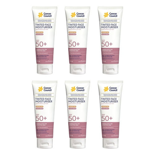Cancer Council Tinted Face Moisturiser SPF 50+ Medium Tint Matte Pack of 6