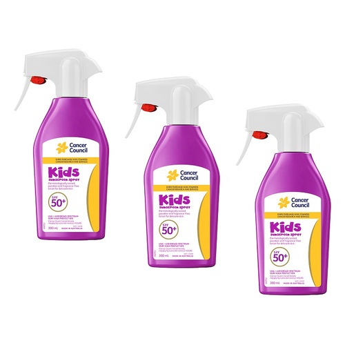 Cancer Council Kids Sunscreen Spray SPF 50+ 300mL Pack of 3