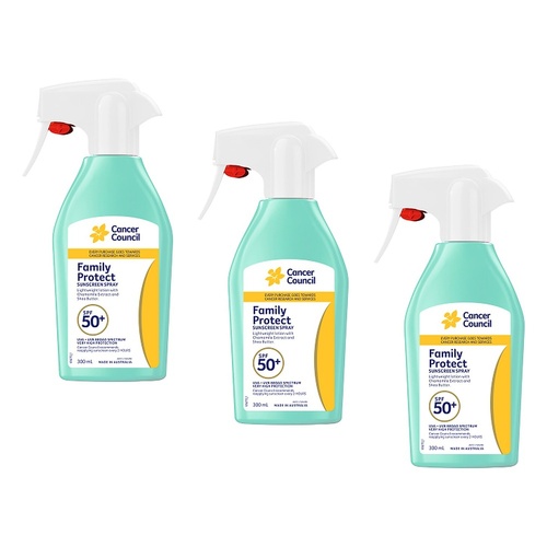 Cancer Council Family Protect Sunscreen Spray SPF 50+ 300mL Pack of 3